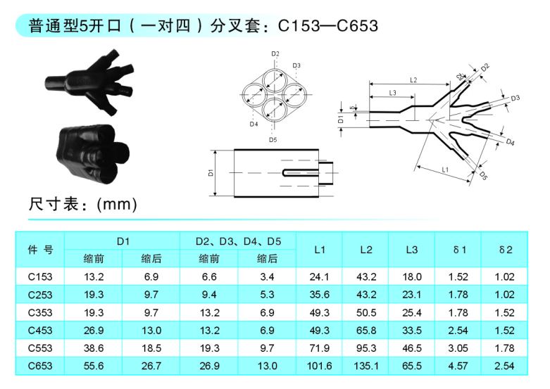 普通型5开口（一对四）分叉套